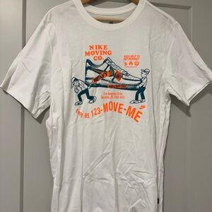 Nike White T-Shirt with Orange and Blue Graphic